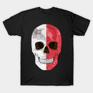 Malta Flag Skull - Gift for Maltese With Roots From Malta T-Shirt